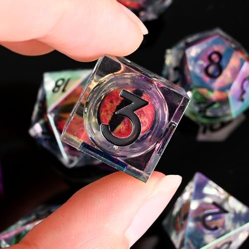 Electroplated Resin Dice Set, Resin Edge Sharp for Dungeons & Dragons RPG, MTG Board Games with Gift Box(Electroplating Red Longan) - color: Electroplating Red Longan
