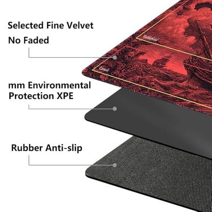 MTG Playmat 24x14 Inch | Optional Game Zone Layout | Non-Slip Rubber Base | Stitched Edges | Includes Free Storage Bag | for TCG, Board Games, and Desk Use(Bloodsail,with Zone) - color: Bloodsail, style: With zone