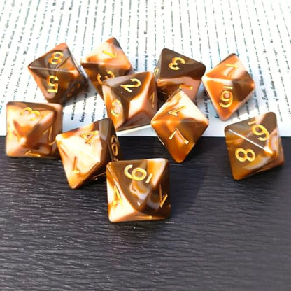 10 PCS D8 8 Sided Dice Set, Polyhedral Number Game Dice for DND RPG MTG Board Game Party Tabletop Accessories (White + Coffee) - color: White + Coffee