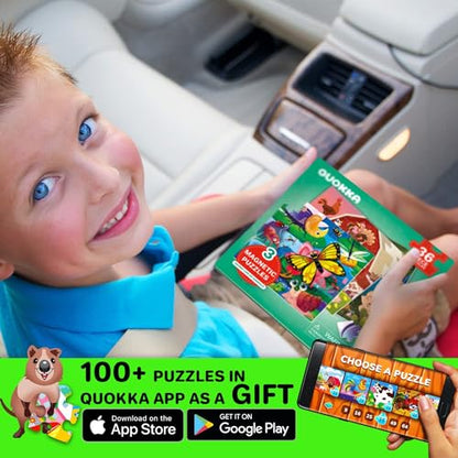 Magnetic Puzzles for Toddlers 3-5 - Kids Travel Toys for Boys and Girls | 36 Pieces Sudoku Toddler Puzzles Ages 2-4 – Animal Farm Bugs Travel Games for Kids 4-6 – Car Airplane Road Trip Games - color: 4. Farm 36 Pcs