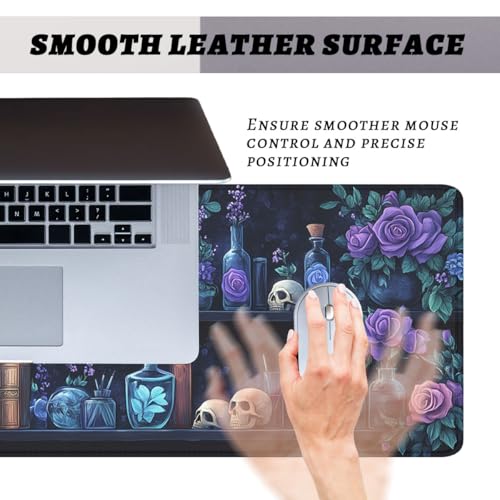 Bookshelf Gaming Mouse Pad Purple Roses Gothic Fantasy Potion Extended Mousepad Waterproof Stitched Edges Rubber Base Non-Slip Deskmap Computer Keyboard Mat 31.5x11.8 Inch - color: Bookshelf_06, size: 31.5L x 11.8W inches