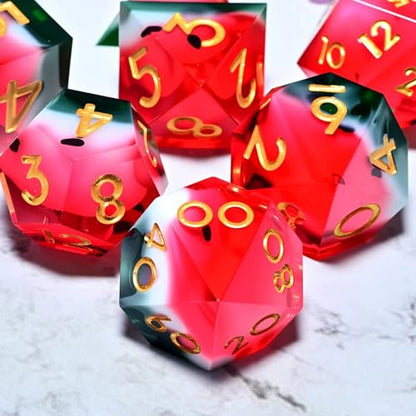 Dungeons and Dragons dice Set DND, polyhedral D&D Resin dice Set, Suitable for Role-Playing dice Game RPG Pathfinder DND dice Set - color: Red Watermelon Yellow