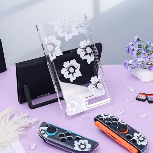 DLseego Protective Case Flower Floral Clear Switch 2 (2025), Detachable Joy-Handle Protective Case 2-Piece Split Full Wrap PC Hard Shell Anti-Scratch All-Round Protection Cover, Sakura, White - color: White
