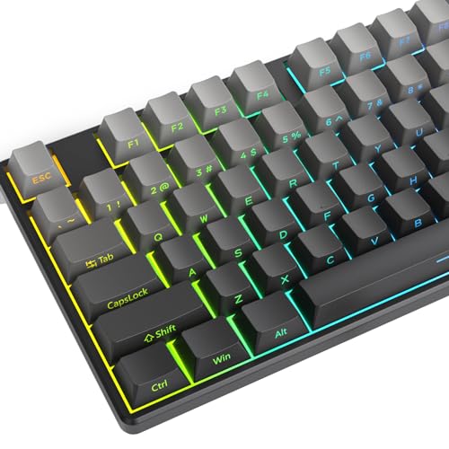 Guffercty kred 140- Keys Side Printed Keycap PBT Gradient Keycaps 75 Percent, Cherry Profile Minimalist Style Custom Shine Through Keyboard Keycap for Mechanical Keyboards(Grey Side Print) - color: Grey Side Print