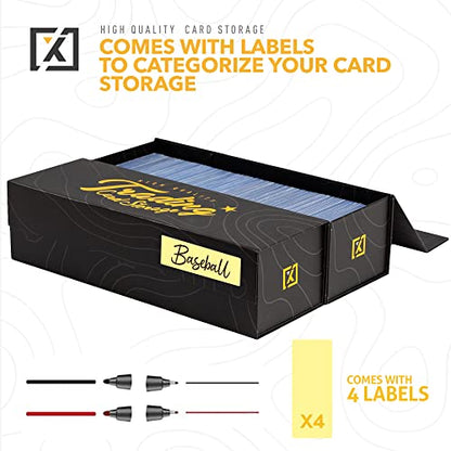 HOMEXPRO Trading Card Storage Box [3 PACK] - Magnetic Lid | Fits 800 Cards, 200 Toploaders, or 50 One Touch - Baseball Card Storage Box - Labels included - style: 3 Pack