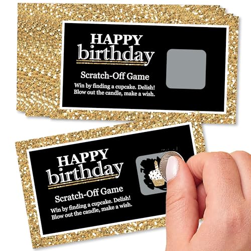 Big Dot of Happiness Adult Happy Birthday - Gold - Birthday Party Game Scratch Off Cards - 22 Count - size: Led Anti-Stress 867