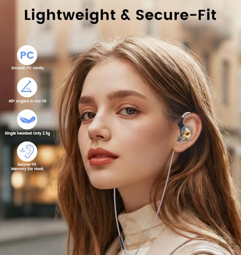 Wired IEM Earbuds, QKZ Ak6 SRS Gaming Headphones in-Ear Monitor with 11mm DD for Crystal Clear Hi-Res Sound,Earphones with Microphone&OFC Cable for Gaming,Video Musicians, Singers - color: Black