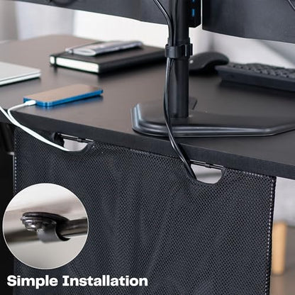 VIVO Black 24 inch Under Desk Privacy and Cable Management Organizer Sleeve, Wire Hider Kit Panel System, DESK-SKIRT-24 - size: 24" Panel