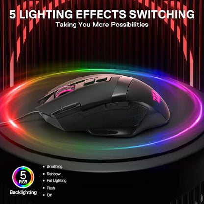 Redragon M619 Wired RGB Optical Gaming Mouse 12800 DPI Remapping Keys | Stable Lag-Free Connection, Smooth Precise Tracking, Programmable Button, Ergonomic Grip Body Comfort