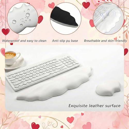 Keyboard Wrist Rest - Leather Halloween Bat Wrist Pad for Mouse | Wrist Rest with Non-Slip Base, Wrist Pad for Keyboard,Arm Rest for Desk Computer Laptop Mac Gaming Office White - color: White