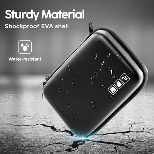 ProCase Hard Drive Case for Canvio Basics Western Digital WD Elements My Passport Seagate Portable Backup Plus Slim 1TB 2TB 3TB 4TB USB 2.5, Portable External Case for 2 Hard Drives -Black