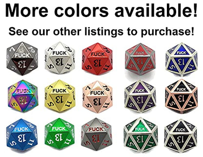 Metal D20 F Dice Critical Fail F 20 Sided Die Set DND Number for Role Playing Game Dungeons and Dragons D&D Pathfinder Black Silver Red Blue Gold Copper Purple Green Pink White (Single Dice, Black) - color: Black, style: Single Dice