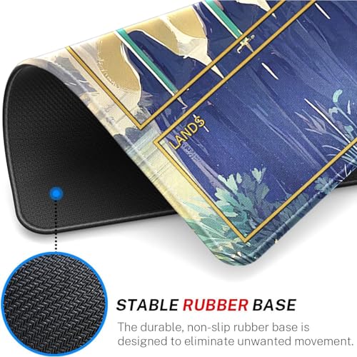 MTG Playmat Stitched Edges for TCG 24 x 14 inches Trading Card Inked Game Playmats with Storage Bag Smooth Rubber Surface Battle Game - color: Pattern12 With Zones