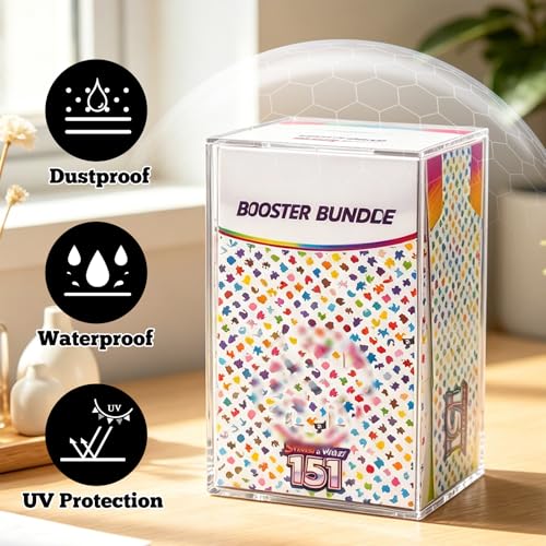 Acrylic Magnetic Display Case for Booster Bundle(10 Bundle) Build & Battle Plastic Display Box (NOT for NEW Booster), Duty Dust Resistant Protector Case with Lid Compatible with Ultimate Collectible
