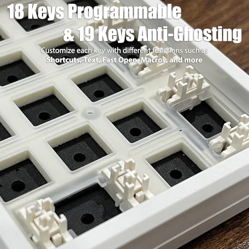 Wireless Mechanical Numpad Barebones Kit, Gasket Programmable DIY | Macro Numeric Keyboard, 19-Key Custom Number Pad with Metal Volume Knob, Hot Swappable, RGB Backlit, NKRO for Win/Mac, White - color: Barebones Kit