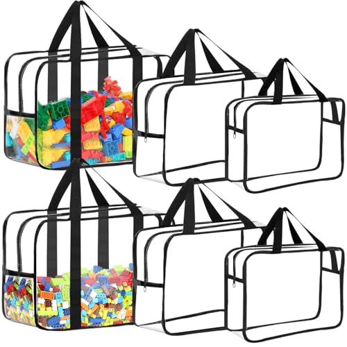 6 Packs Toy Storage Bags with Labels, Reusable Clear PVC Board Game Storage, Travel Waterproof Organizer Bags with Zipper Large Capacity (L, XL, XXL) - color: black, size: Large, X-Large, XX-Large