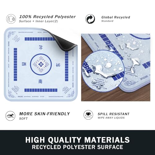 2F22E Mahjong Mat, Noise Reduction Non-Slip Mahjong Mat for Table, 32.4 * 32.4 Inch Mahjong Table Mat for Poker, Board Games Table Mat, Card Games, Tile Games, Dominoes(Sky Blue) - color: Wathet Blue