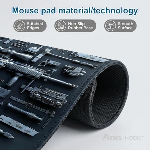 Large Gaming Mouse Pad Military Weapon Pattern Non-Slip Desk Mat