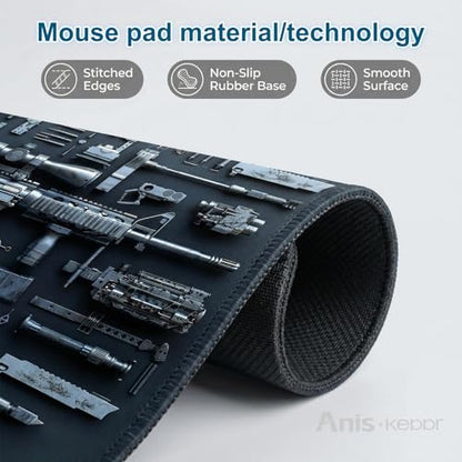 Large Gaming Mouse Pad Military Weapon Pattern Non-Slip Desk Mat