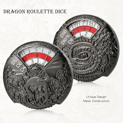 DND Spinner Dice DNDND 7-in-1 Spinner Metal D&D Dice Set with Gorgeous Gift Box for Dungeons and Dragon and Rolling Game(Black with Red) - color: Dragon Black