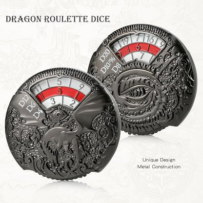 DND Spinner Dice DNDND 7-in-1 Spinner Metal D&D Dice Set with Gorgeous Gift Box for Dungeons and Dragon and Rolling Game(Black with Red) - color: Dragon Black