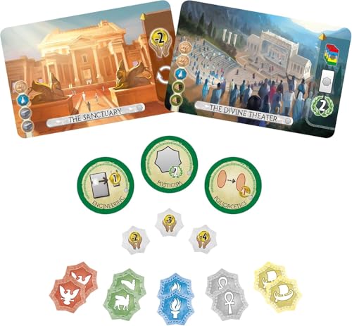 Asmodee 7 Wonders Duel Pantheon Board Game Expansion - Intense Two-Player Battles in the Ancient World, Strategy Game for Kids and Adults, Ages 10+, 2 Players, 30 Minute Playtime - style: Ancient Mediterranean Civilization, Intense, Immersive, Vibrant