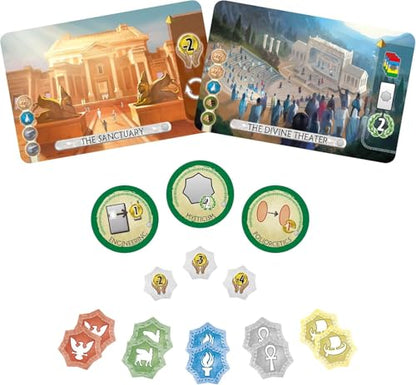 Asmodee 7 Wonders Duel Pantheon Board Game Expansion - Intense Two-Player Battles in the Ancient World, Strategy Game for Kids and Adults, Ages 10+, 2 Players, 30 Minute Playtime - style: Ancient Mediterranean Civilization, Intense, Immersive, Vibrant