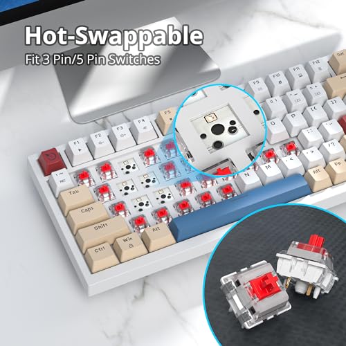 Guffercty kred 75% Retro Keyboard with Knob, Custom Gasket Mounted Wired Mechanical Gaming Keyboard 75 Percent RGB Hot Swap for Mac/Windows/Linux (Gasket 82 Soy Milk) - color: GASKET 82 Soy Milk