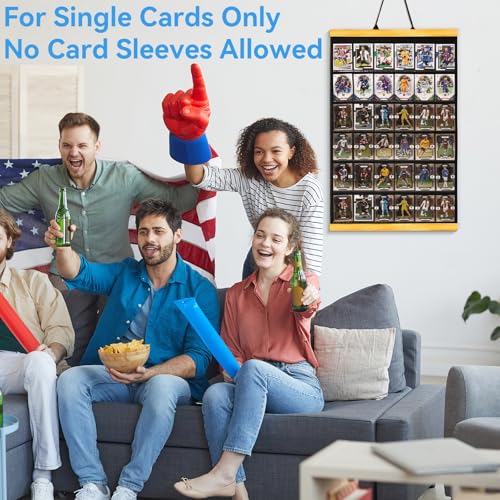 36 Cards Display Case - 35PT Graded Sports Card Frame - with PVC Protection & Clear View for Baseball Football Basketball Trading Card Wall Display, Natural - color: Natural