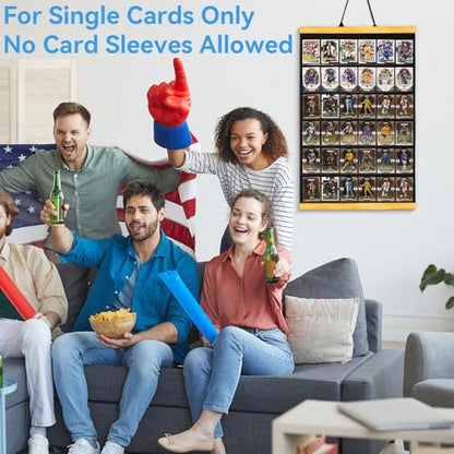 36 Cards Display Case - 35PT Graded Sports Card Frame - with PVC Protection & Clear View for Baseball Football Basketball Trading Card Wall Display, Natural - color: Natural