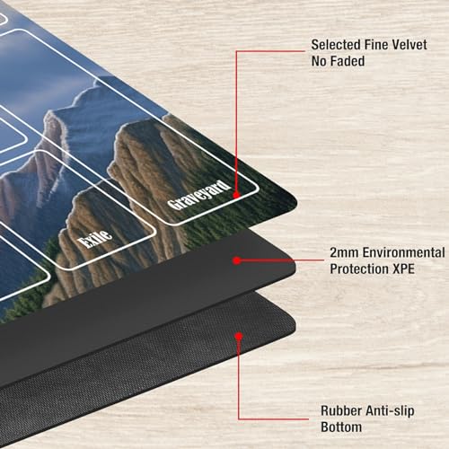 Board Game Mat TCG Playmat Plus 50 Pcs Card Sleeves, 24 x 14 inches Table Mats Games Mousepad with Zones Smooth Surface for MTG RPG CCG Trading Card Game Play Mats, Eagle Spreads Wings - color: Eagle Spreads Wings, size: Zone 1