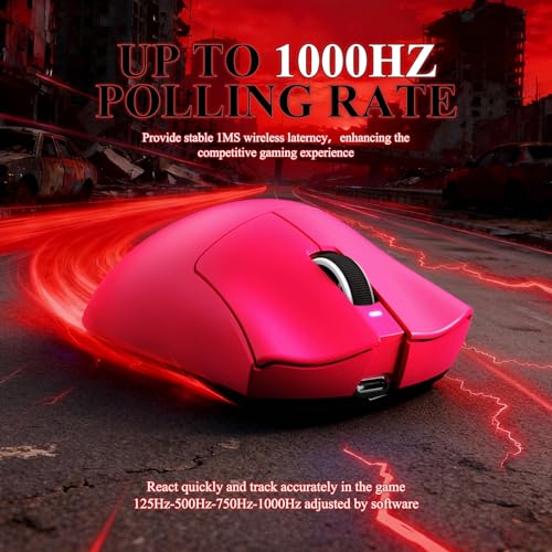 MAMBASNAKE ATTACK SHARK V3 PRO 62g Superlight Wireless Gaming Mouse,RGB Magnetic Charging Dock,BK52820 Tri-Mode BT/2.4G Wireless/Wired Mouse,25000DPI,500mAh,5 Programmable Buttons for Pc/Mac,Berry Red - color: Berry Red