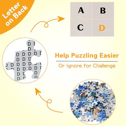 Puzzles for Adults 1000 Pieces, Cute Owl Jigsaw with Poster Letter on Back, Unique Pieces Fit Well No Dust (27.5"x19.6") - color: Owl