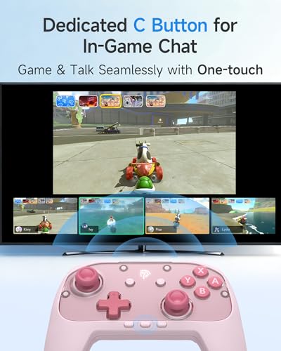 EasySMX S10C Switch 2 Controller with Hall Effect Anti-Drift Joysticks, Instant Wake-Up, HD Rumble, Motion Control, Back Buttons, Turbo, C Button for Switch 2/Switch/PC/iOS/Android - color: Pink