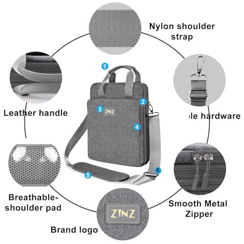 ZINZ Laptop Shoulder Bag 12.3-13 inch Case Sleeve, Expandable Handbag with Valuables Compartment Compatible with MacBook Air/Pro/Neo 13", iPad 12.9"/13"/11", Shockproof,Gray - color: Gray