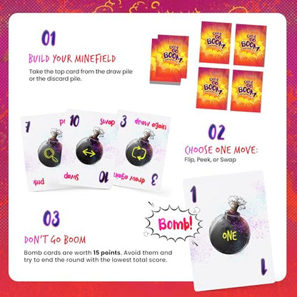Inspiration Play Don’t Go Boom Family Card Game - Simple and Fun Card Game for Kids and Adults (2-6 Players)