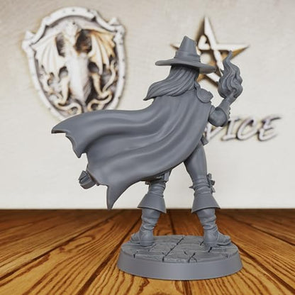 AUSPDICE Gothic Monster Stalker DND Miniatures, 32mm Vampire Hunter-AS537 | Unpainted Human Mage Figurine with Crossbow for Dungeons and Dragons, Tabletop Gaming, TTRPG and Gothic RPG Adventures