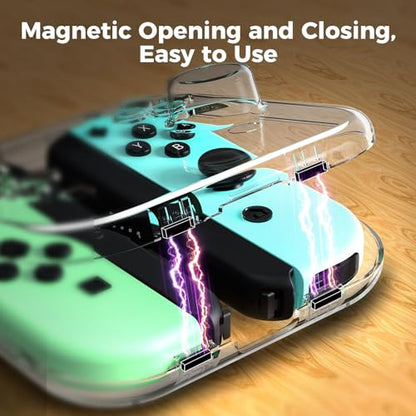 IINE Mini Storage Case for Joy-con, Portable Dust-Proof Protective Box Compatible with Nintendo Switch/OLED Joy-Con, Joy-con Travel Case with Magnetic Closure - color: Transparent