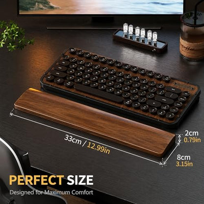 Walnut Wood Keyboard Wrist Rest for Mechanical Keyboard, 104 Keys 17.3 Inch Wooden Wrist Rest with 6° Ergonomic Slope, 20mm Thick Palm Rest, Non-Slip Base for Office and Gaming Setup (13"-75 Keys) - size: 13"-75 Keys
