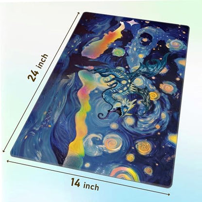 Ultimate TCG Battle Set: 24"x14" Stitched Fantasy Playmat, 16 Dice & Carry Bag – Non-Slip 2mm Rubber Card Game Mat for Trading Card Games (Starry Dragon, Classic Series) - color: Starry Dragon, size: CLASSIC SERIES