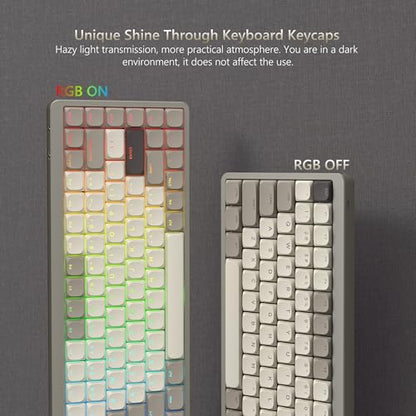 Womier Low Profile Keycaps - Shine Through PBT Keycaps | 60 65 75 100 Percent, Mechanical Keyboard Keycaps for Cherry Gateron MX Switches Keyboard - Khaki Grey - color: Brown