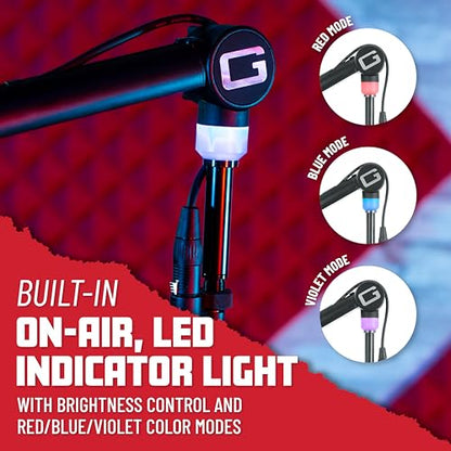Gator Frameworks Professional Desktop Broadcast/Podcast Microphone Boom Stand with On-Air Indicator Light, Blue,Violet, & Red (GFWMICBCBM4000) - style: 4000 Series