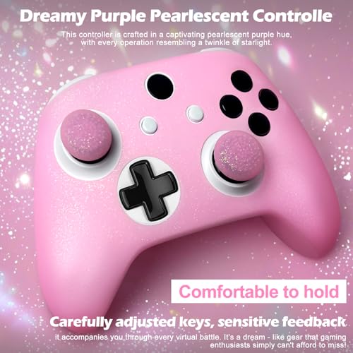 Pink Glitter Anti-Slip Protective Silicone Cover Skin Grips Compatible with Xbox ONE S/X Controller,8 PCS Glitter Thumb Grips Caps and 2 Grips Caps. - color: Glitter Pink