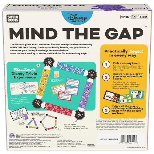 Spin Master Games Mind the Gap Disney Edition Trivia Board Game | Trivia For The Generations, Test Your Disney Knowledge Across Different Eras, For 2 or More Players, Ages 10 & Up