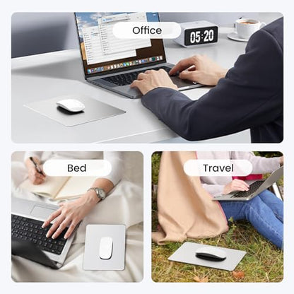 HONKID Metal Aluminum Mouse Pad, Office and Gaming Thin Hard Mouse Mat Double Sided Waterproof Fast and Accurate Control Mousepad for Laptop, Computer and PC,9.45 X 7.87 Inch,Silver | Office and Gaming Thin Hard Aluminum Mouse Mat Double Sided Waterproof