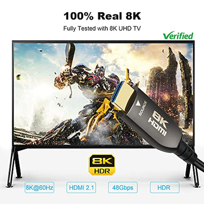 Real 8K HDMI Fiber Optic Cable 75ft, CL3 Rated, Ultra High Speed 48Gbps HDMI 2.1 Over Fiber, Supports 10K, 8K@60Hz, 4K@144Hz/120Hz/60Hz, HDCP 2.2 & 2.3, 4:4:4, eARC, Dynamic HDR 10, 3D (75ft) - size: 75 feet (Fiber HDMI)