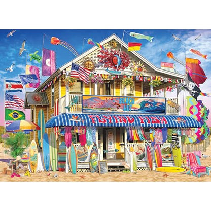 RoseArt Kodak Premium Surf Shack 1000 Piece Jigsaw Puzzle for Adults | 19.25" x 26.67" Finished Size, Fully Interlocking Pieces, Bonus Poster Included, Made in USA - style: Surf Shack