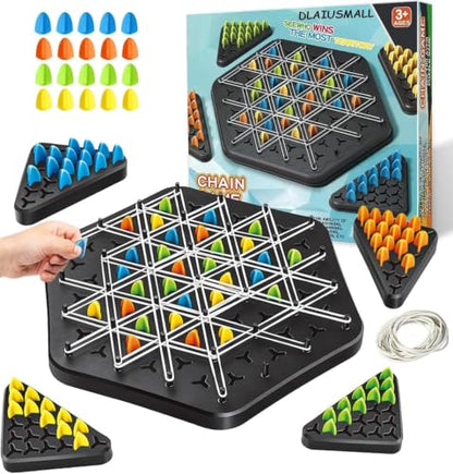 Chess Game, 2 to 4 Players Chain Chess Desktop Puzzle Interactive Game for Kids, Rubber Band Board Game for Family Funand Strategy Play