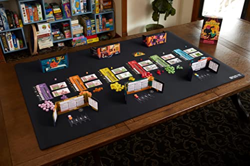 Board Game Playmat [3.5'x5.5'/Thick Super Cushioned/Stitched Edge/Water Resistant] with Carrying Case - for Tabletop Board Games, Card Games, RPG Games (Large, Black) - color: Black, size: Large (3.5'x5.5')