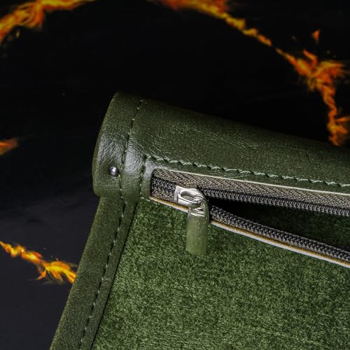 Cusdie 2 in 1 Dice Rolling Mat & Zippered Dice Holder Dice Tray- Compatible with DND Polyhedral Dice (Leatherette-Green) - color: Leatherette-green